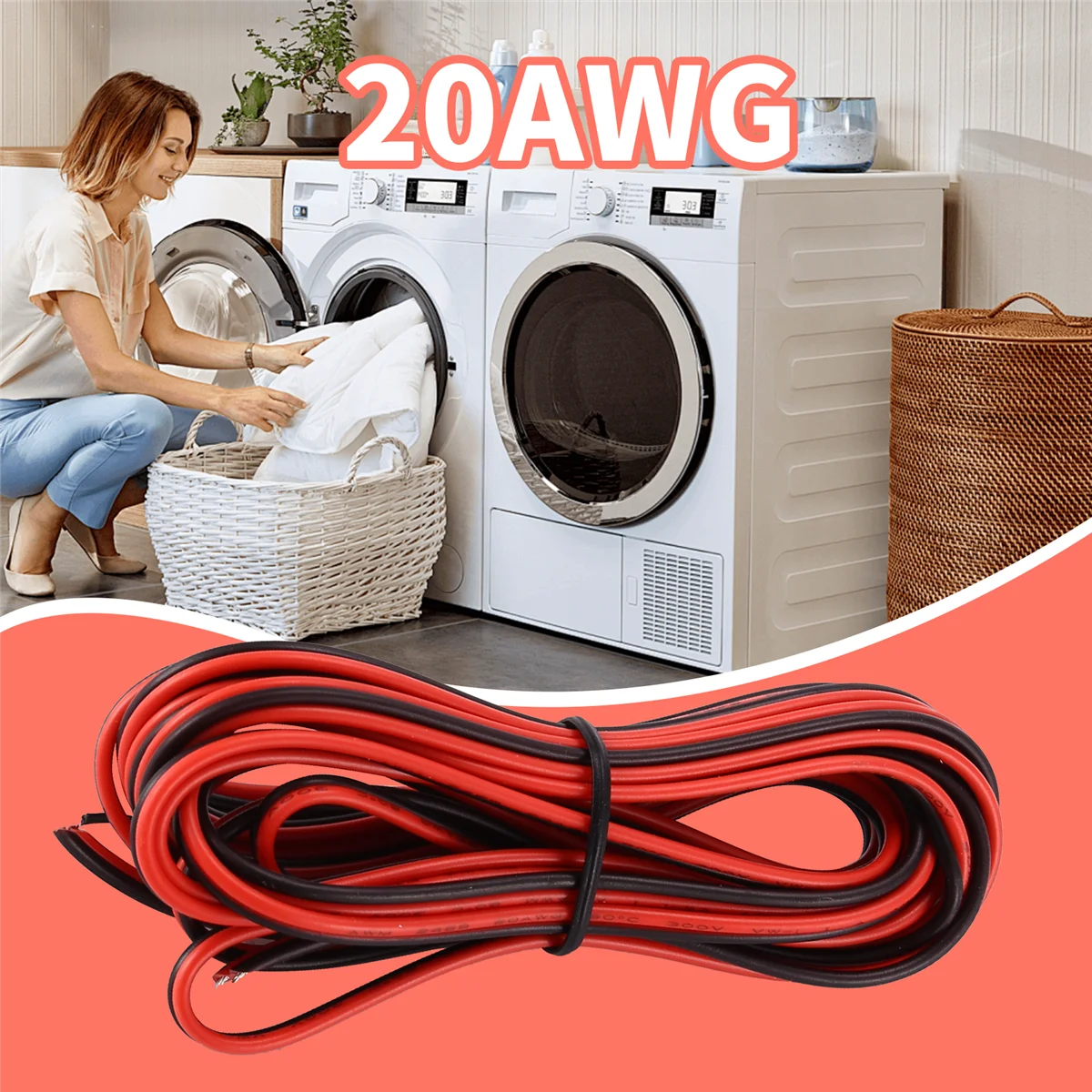

ABYA 20 GAUGE PER 3 METER RED BLACK ZIP WIRE AWG CABLE POWER GROUND STRANDED COPPER CAR