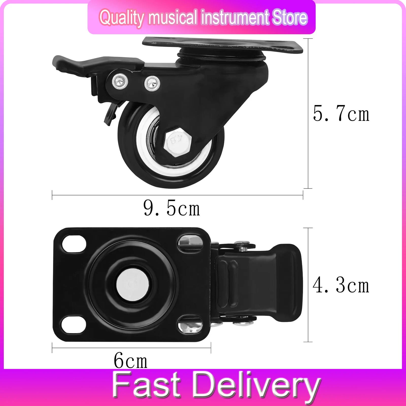 

Vertical Piano Casters with High Lifespan and Load-Bearing Capacity Brake Equipped Piano Casters Black Nylon Piano Accessories