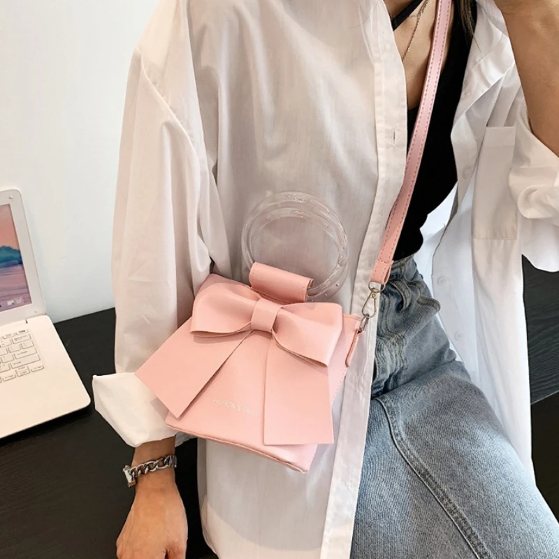 Stylish Women's Bucket Bag with Detachable Strap and Elegant Bow Accent Casual Shoulder Crossbody Bag, Summer Handbag Purse