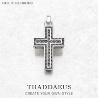 Pendant Black Cross Summer Vintage Unisex Jewelry Europe Accessorie 925 Sterling Silver Gift For Woman Men