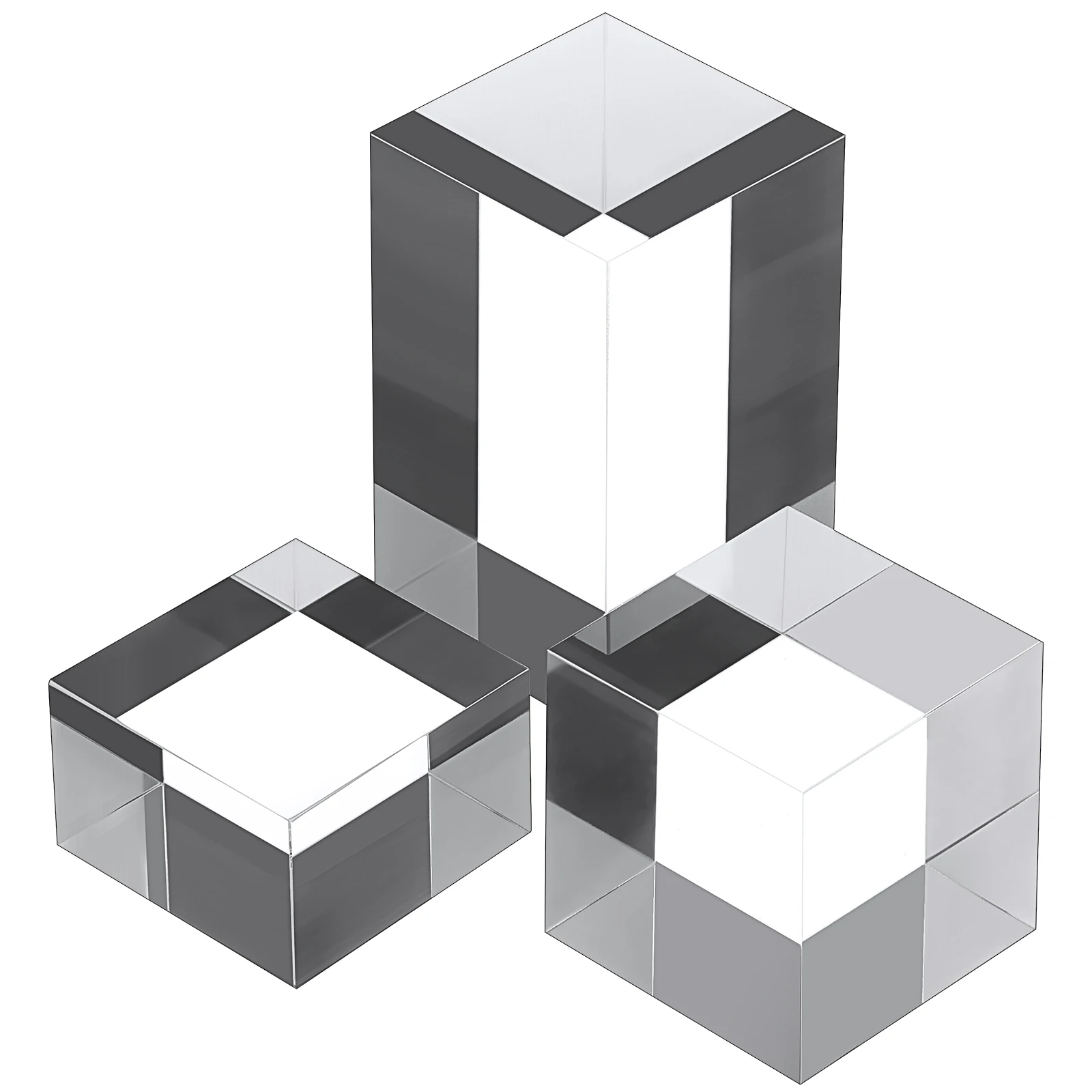 

3 pcs Acrylic Base Cube Display Holder 5cmx5cmx3cm 5cmx5cmx5cm 8cm Jewelry Craft Plant Bracelet Stands Blocks Transparent