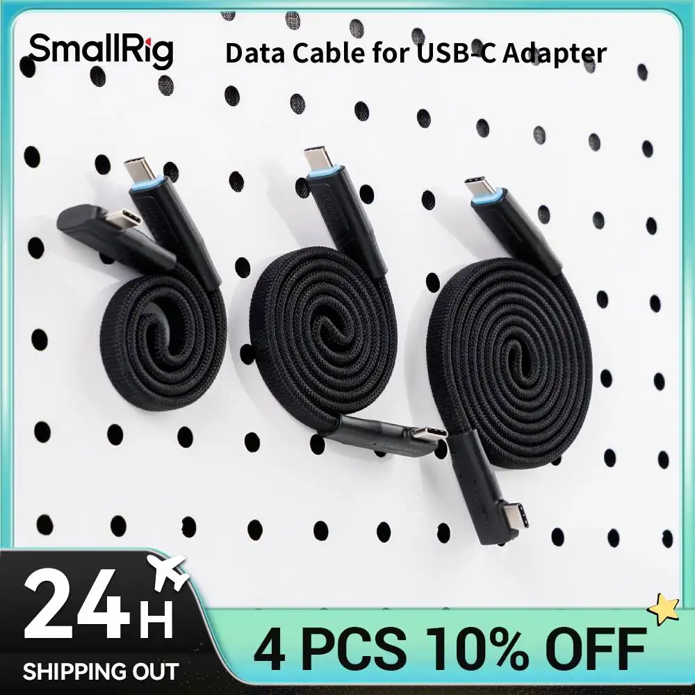 SmallRig USB-C Magnetic Self-Coiling Data Cable 240W 35/60/100cm Straight-to-Angled Cable for USB-C Charging & Data Transfer