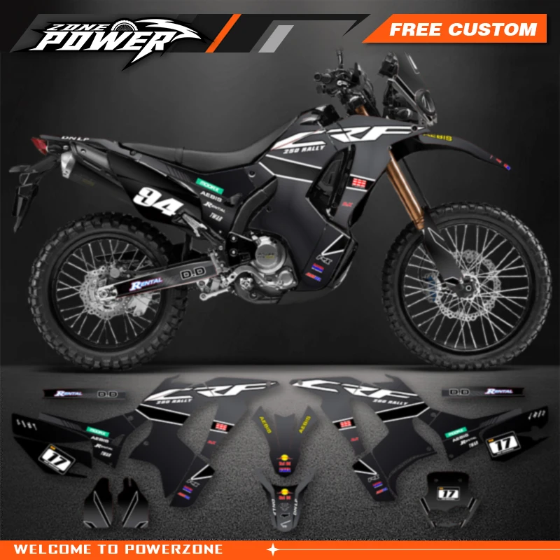 Powerzone Motorcycle Graphic Decal Stickers Kits For Honda CRF250 2017 2018 2019 2020 RALLY Number Name Customize 03