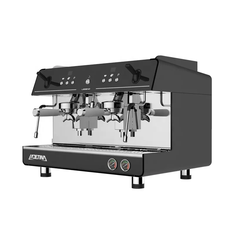 Commercial Cafe Black Italian Double Group Coffee Machine 2 Heads Semi Automatic Espresso Machine