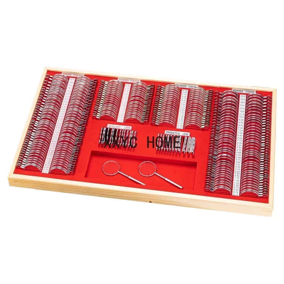 مجموعة عدسات طب العيون من الدرجة A com estojo de couro، حافة معدنية بصرية، lrest de test، Equipamento Opstico de alta kvalitet، JS-26