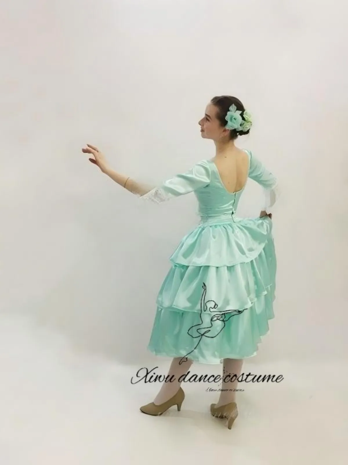 Mint Green Vintage Rococo Style Ballet Performance Dress view 2