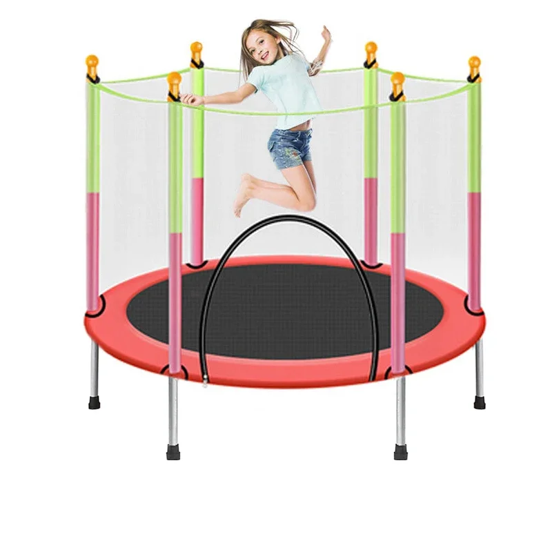 Kids indoor playground items round  mini trampoline with net