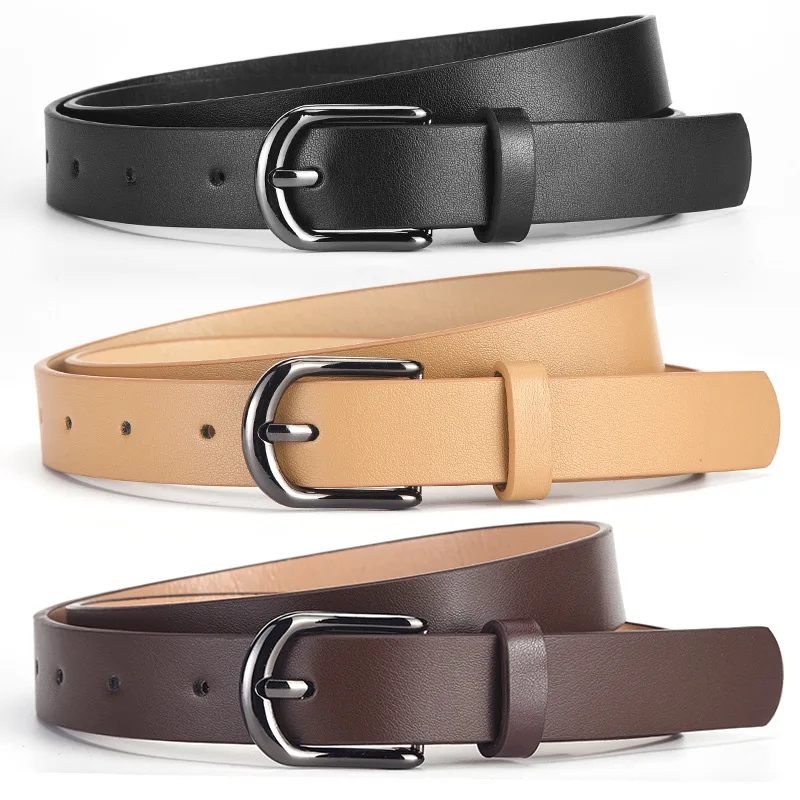 105CM New Cross border Bright Black Belt Pin Buckle PU Leather High end Sense Unisex All match Decorative  Khaki 2025