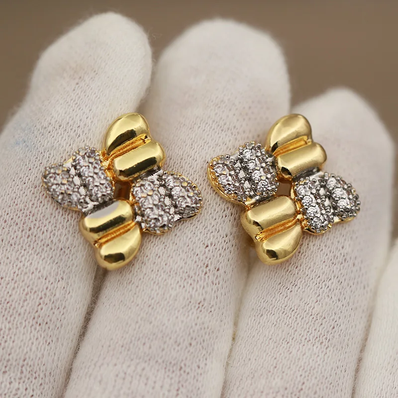 New Sight Design Luxury Crystal Geometric Stud Earrings for Women Fashion Brand Jewelry Zirconia Earrings