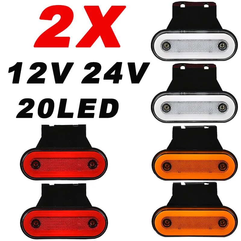 

2X 12V 24V Truck Side Marker Light LED Clearance Lamp For Caravan Trailer Tractor Lorry Warning Tail Light Car External Lamp