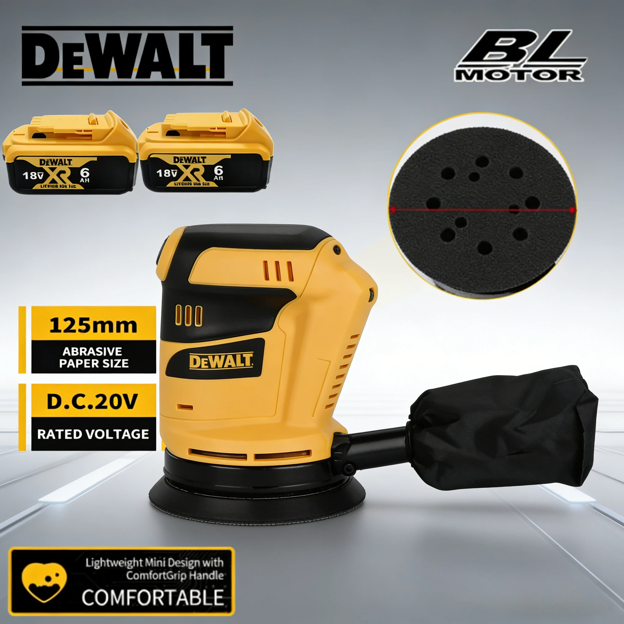 

Орбитальная шлифовальная машина DEWALT с пылеудалением для интенсивной полировки дерева в строительстве и мастерских