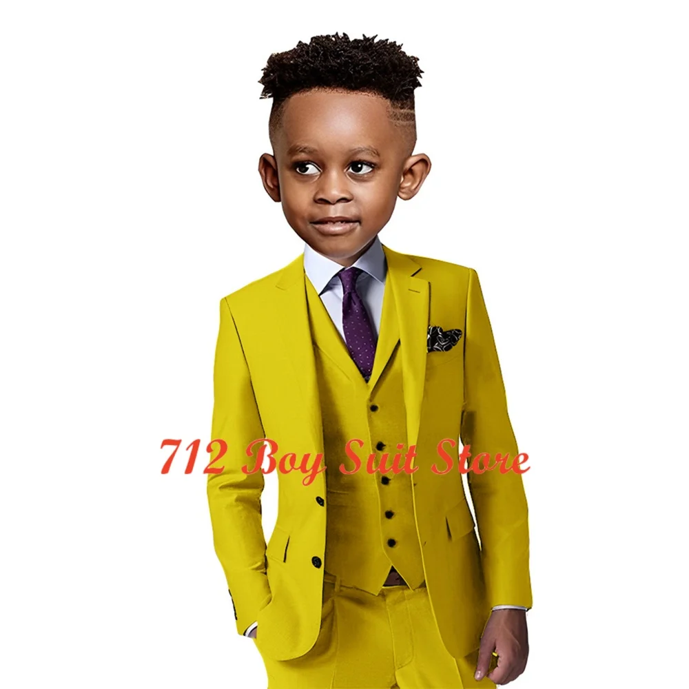 Traje Formal para niños, chaqueta ajustada, chaleco, pantalones, conjunto de 3 piezas, esmoquin para boda para niños de 2 a 16 años, ropa de moda para niños, trajes Blazer