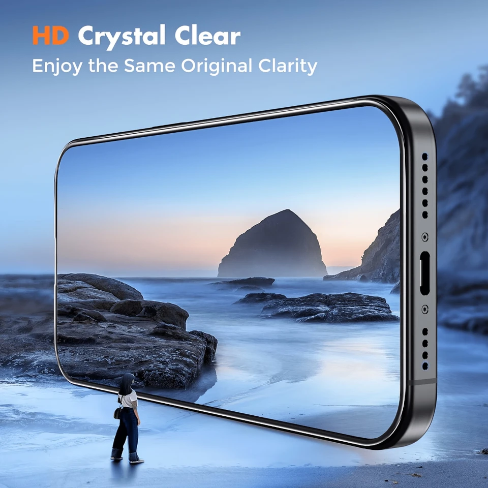 NNBILI 4 Paquetes Protector de Pantalla de Cobertura Completa Vidrio Templado, 99.99% HD Transparente, para iPhone 17 16 15 14 13 12 11 Pro Max 17e 2