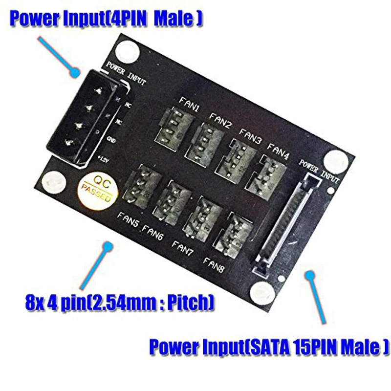 Host Behuizing Pc Koeler Ventilator Splitter 4pin Of Sata 15P Naar 8 Multi-Way 4pin Pc Chassis Koeling Computer Stopcontact Adapter Connector
