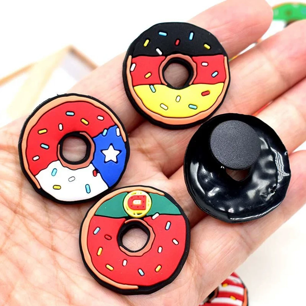 4-15PCS Cartoon Country Flag Donut Shoe Charm PVC Clog Wristband Beach bag Decor Buckle DIY Detachable Waterproof Party Gift