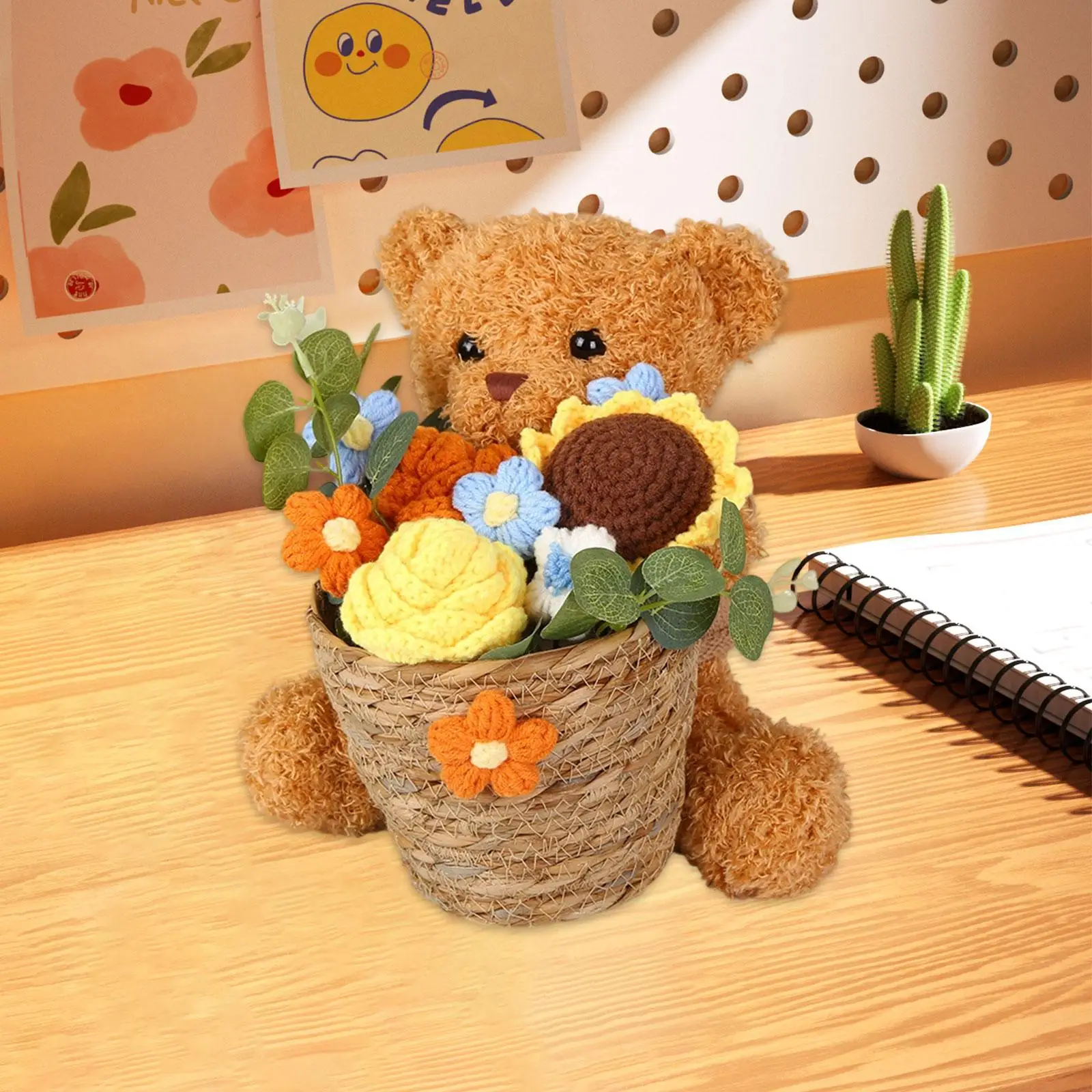 Crochet Flower Bear Home Decoration for Wedding Mother Day Celebration