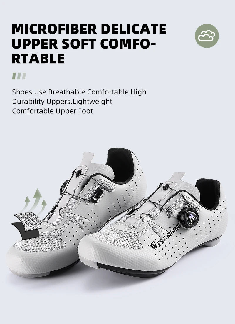 WEST BIKING Fahrradschuhe Herren, selbstsichernde Rennrad- und MTB-Schuhe, Schnellspannknopf, atmungsaktive Nylonsohle, Renn- und Outdoor-Sneaker – Detail 3