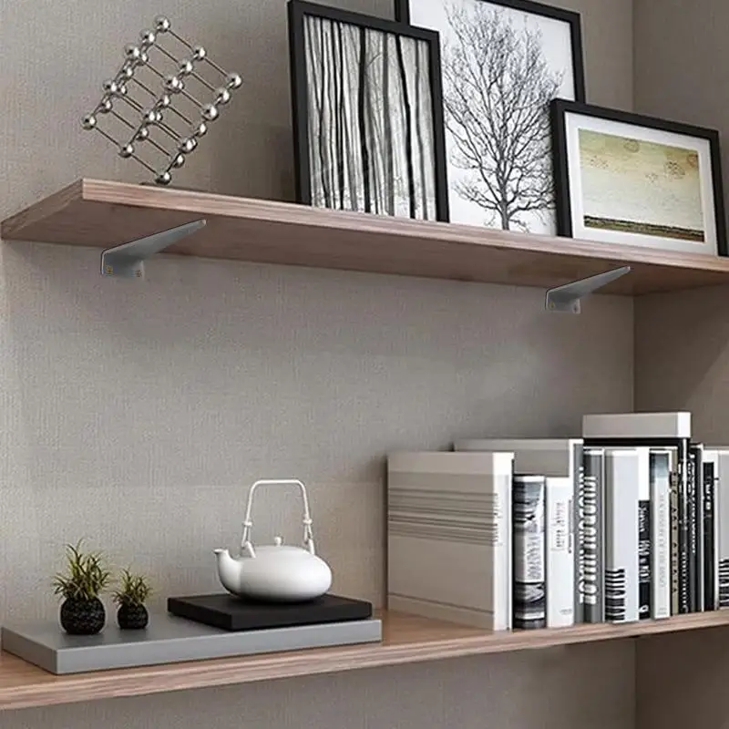 Shelving Brackets 2X Metal Floating Shelf Mount L Shape Wall Shelf Brackets Shelf Hardware Floating Mantel Bracket With Screws