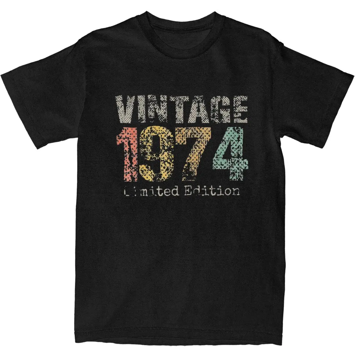 Oversized T-Shirt Vintage 1974 Limited Edition 100 Cotton T Shirts Hippie Tee Shirt for Men's Summer Y2K Funny Short Sleeve Tops