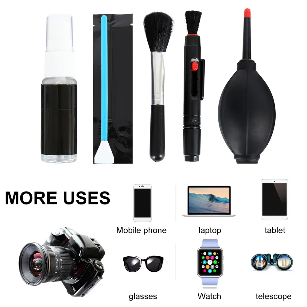 Camera Lens Cleaning Kit Professional Scratch Free Electronics Cleaning Tool Set with Air Blower Cleaning Brush Wipes Tweezers