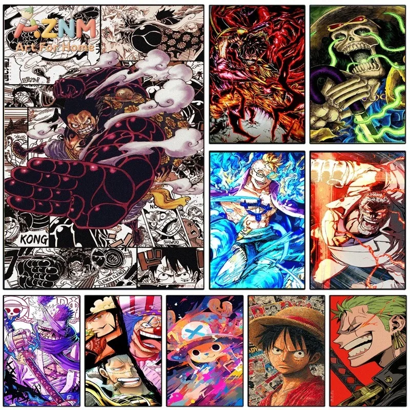 One Piece Luffy Gear Four Manga Collage Anime Canvas Wall Art Unframed Single Canvas Print Poster For Bedroom Living Room Home