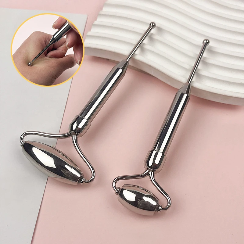 

Facial Reflexology Massage Tool Retractable Acupuncture Pen Double Headed Spring Ear Care Tool Point Probe Pen For Face Massager