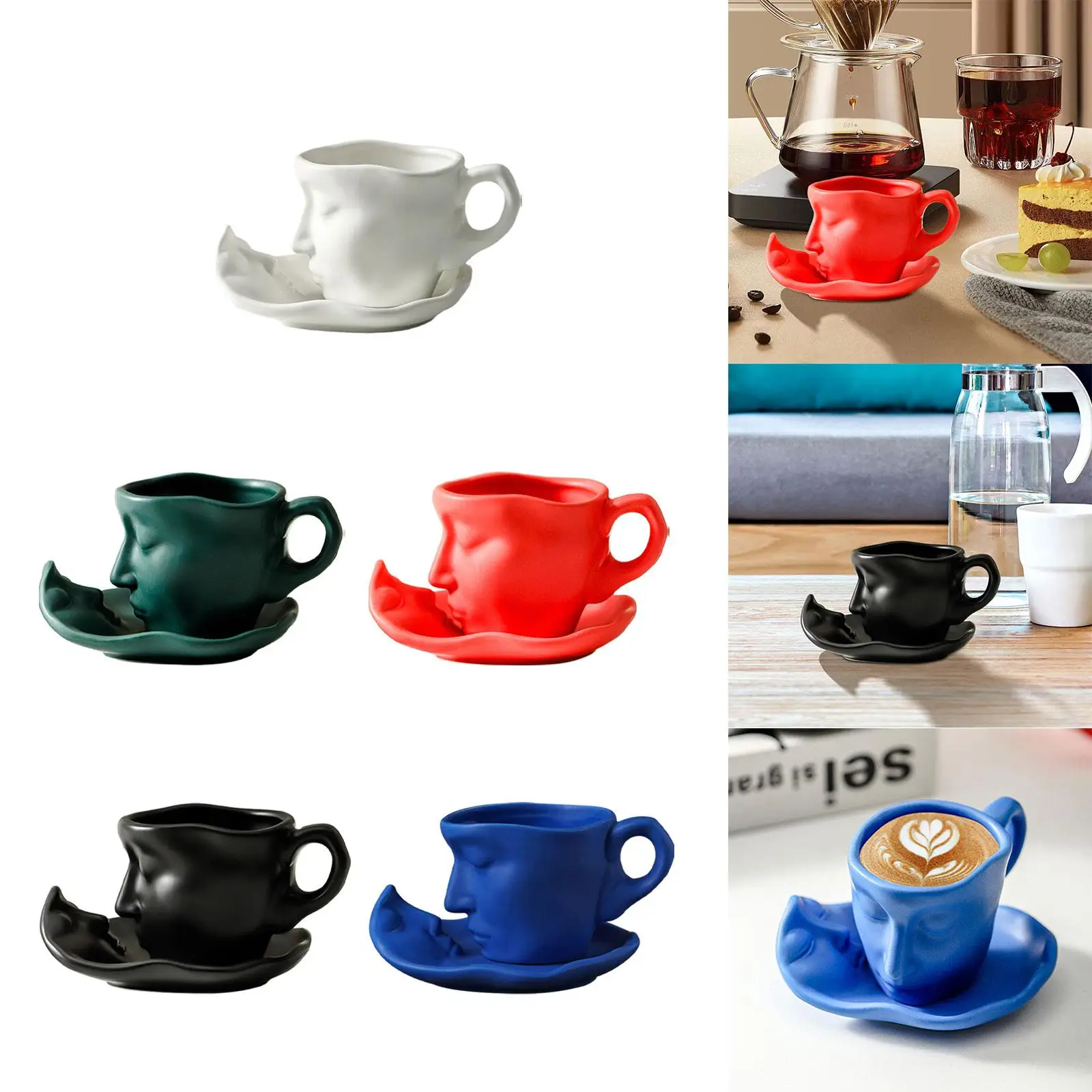 Artistic Porcelain Coffee Cup Set with Saucer for Espresso Cappuccino Tea Drinks Creative Tableware Kitchen