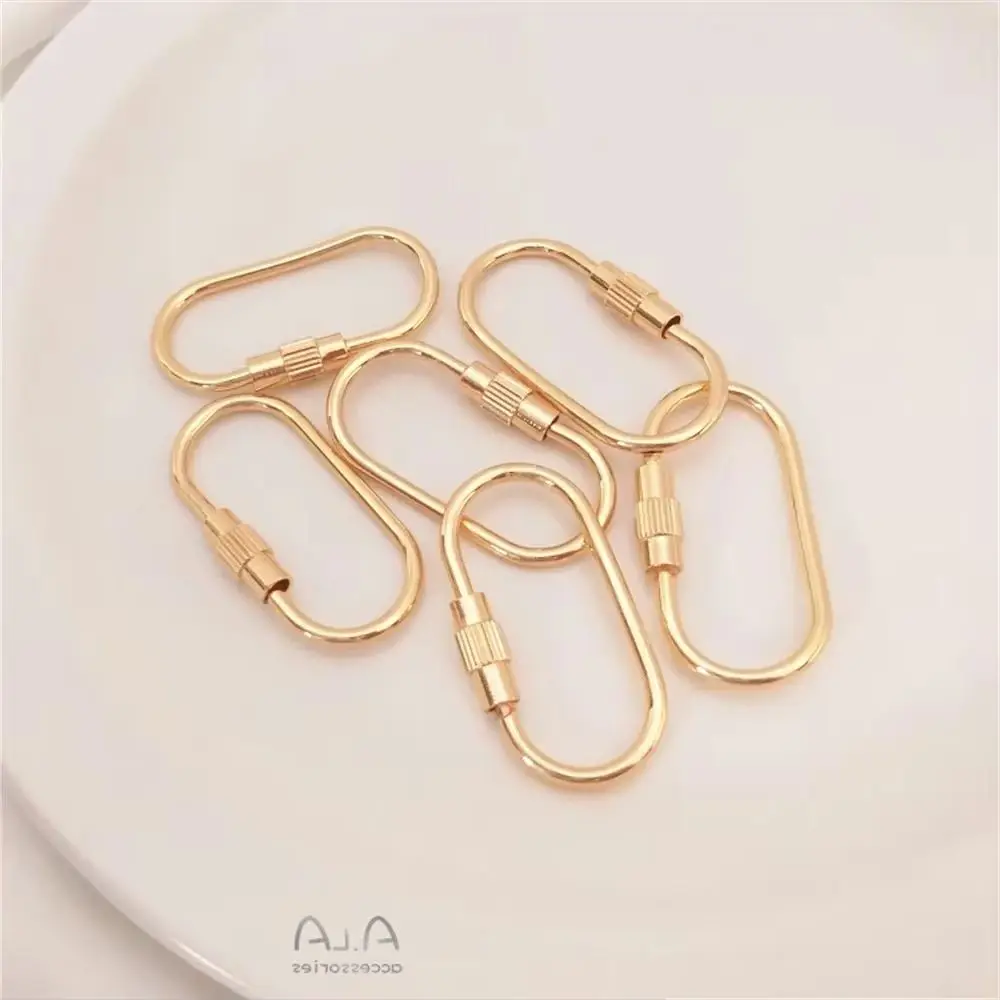 14K Gold-plated Copper Plated Genuine Gold Oval Screw Buckle Handcrafted DIY Keychain Buckle Chain Buckle Decorative Accessories