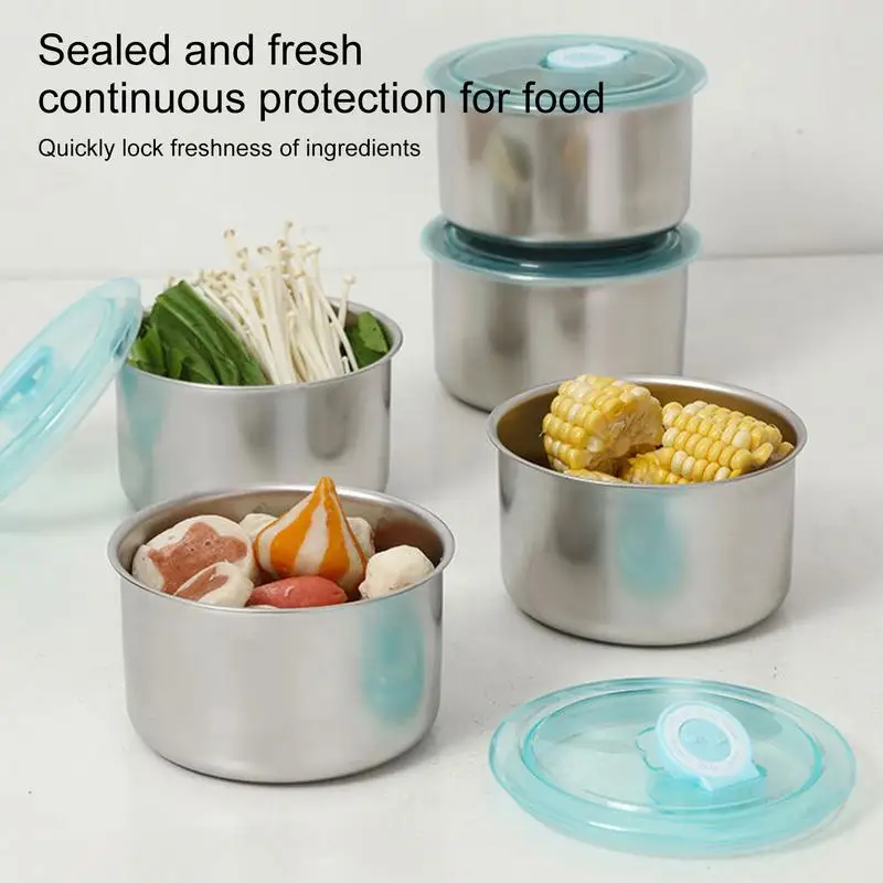 Stainless Steel Lunch Box Heightened Lunch Containers With Lid Safe Smooth Kitchen Bowl Reusable Leakproof Containers Oven