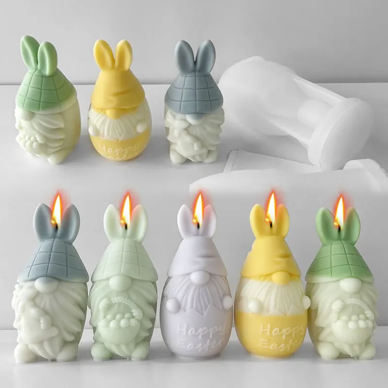 Egg Shell Dwarf Silicone Candle Mould DIY Rabbit Dwarf Man Soap Resin Plaster Making Tool Chocolate Ice Mould Home Decor Gift