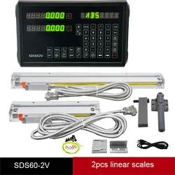 SINO Dro 2 Axis Digital Readout SDS60 Display e 2PCS Linear Glass scale Encoder sensore a griglia ottica 5U TTL da 70MM a 1020MM