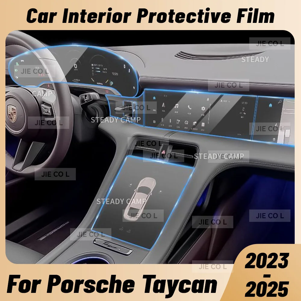Anti-scratch Car Interior Center Console Media Dashboard Navigation TPU Protector Film For Porsche Taycan 2023 2024 2025 Sticker