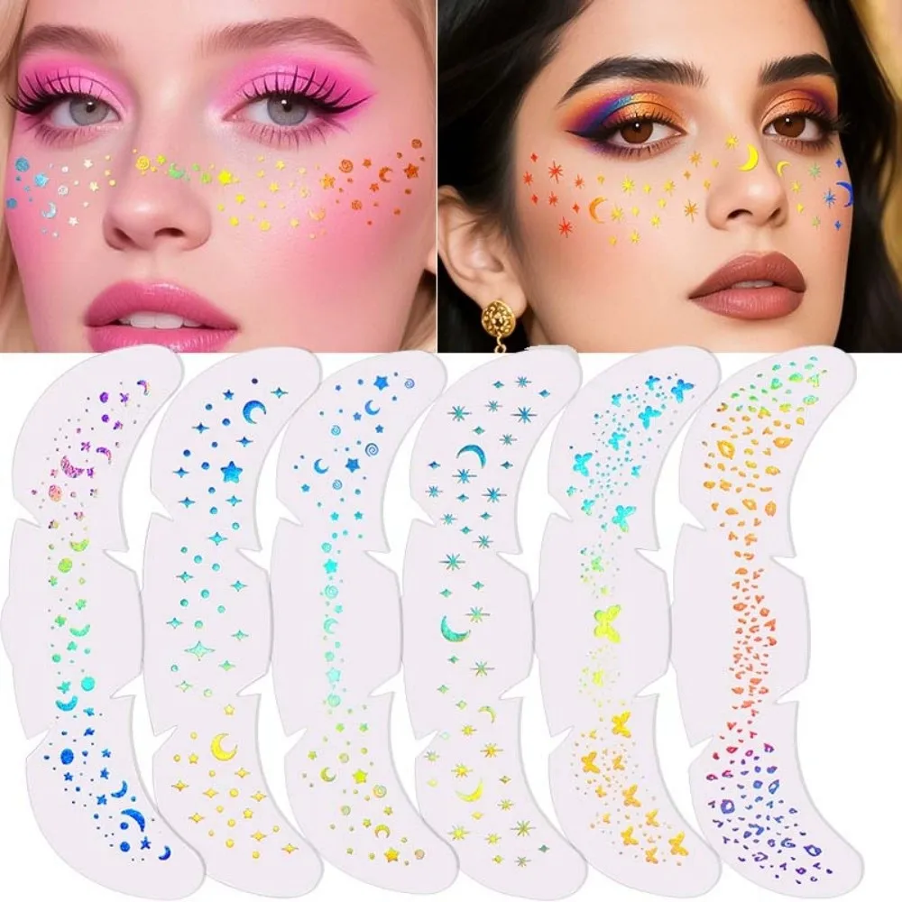 DIY Laser Freckle Tattoo Sticker Fish Scale Moon Star Bronzing Sparkle Face Temporary Tattoo Long Lasting Butterfly Dots Heart