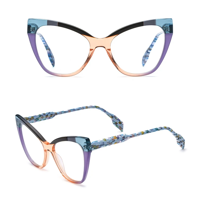 

Belight Optical Combo Color Design Colorful Cat Eye Acetate Women Vintage Retro Spectacle Frame Prescription Lens 19251