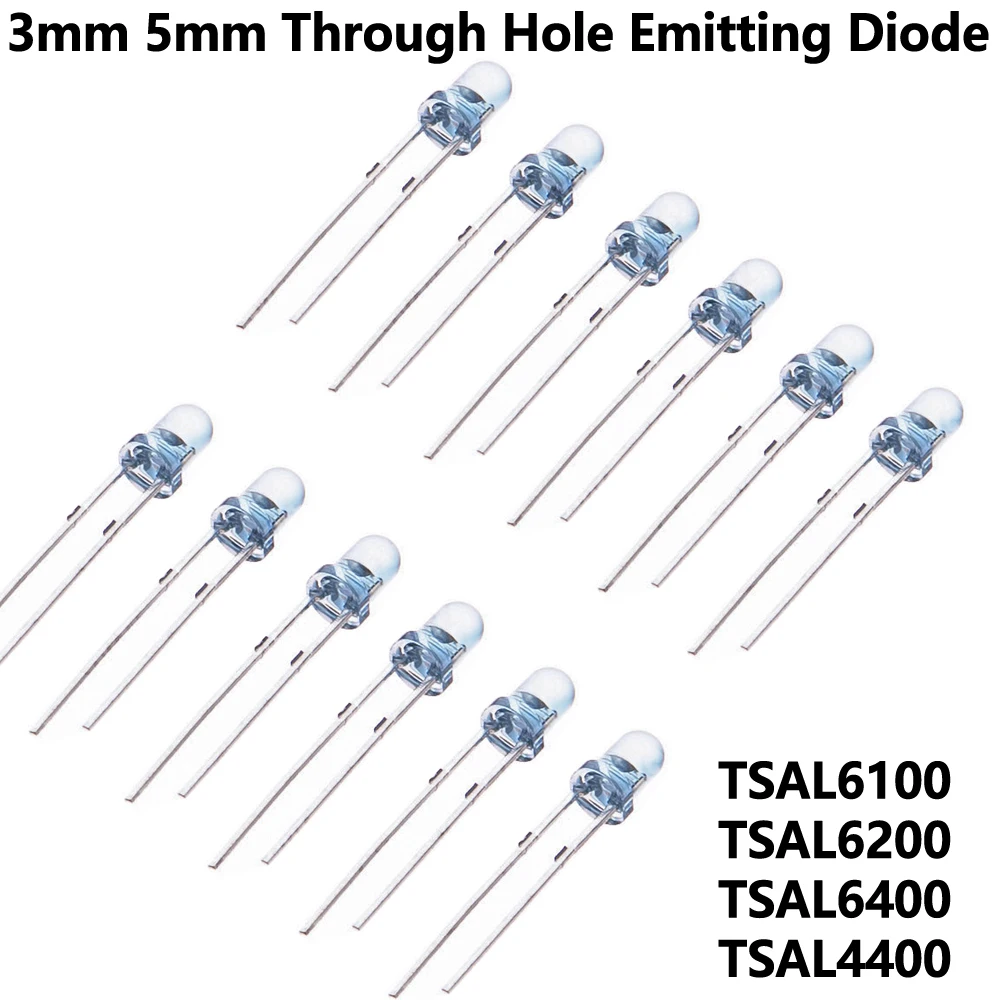 10PCS Infrared IR LED Diode 3mm 5mm Through Hole Emitting Diode for DIY Electronics 3mm 5mm  Infrared IR LED Diode