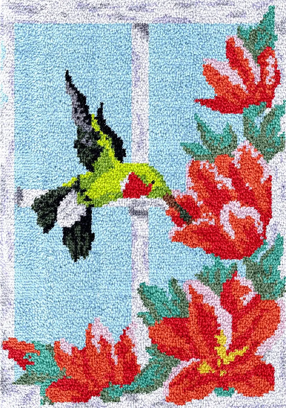 

Hummingbird Flowers latch hook kits plastic canvas diy rugs tapestry carpet embroidery sets needle arts and crafts smyrna bag