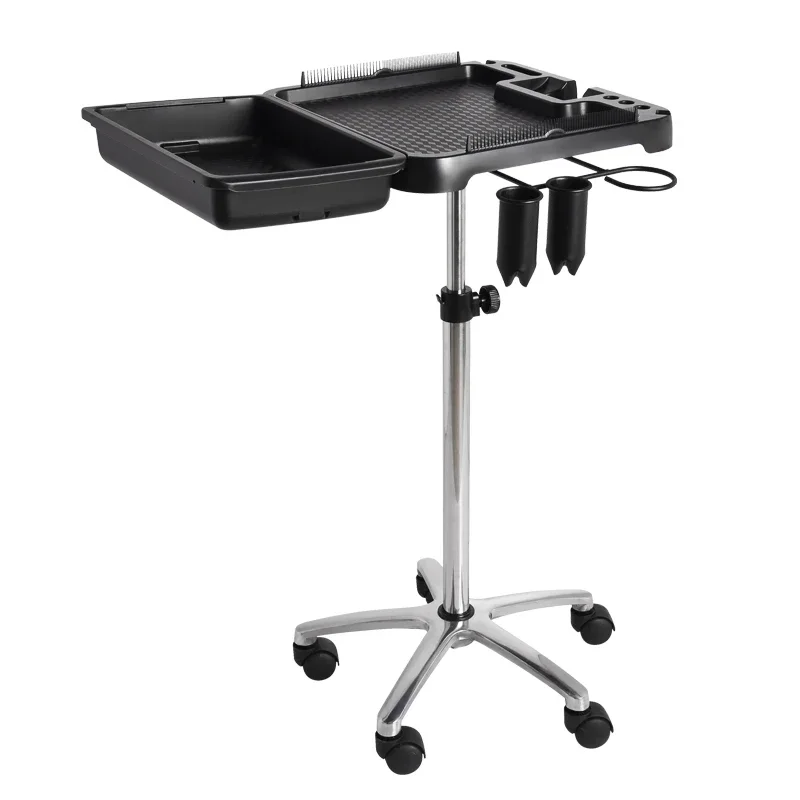 Beauty Salon Hair Extension Tool Tray Cart Wig Trolley 5-Wheel Rolling Cart with Plastic and Metal for Home Use