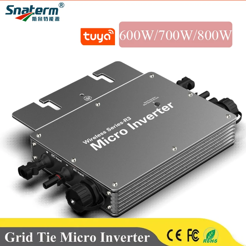 2023 Newly Update Tuya MPPT 800W 700W 600W Smart Life Solar Micro on grid inverter converter AC110V 220V With AC cable 3 Meters