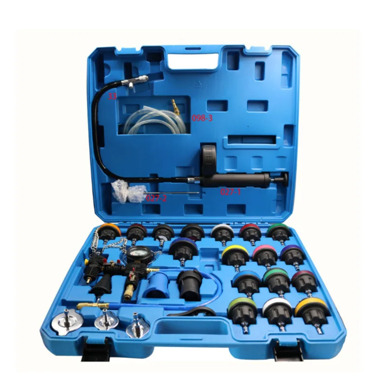 Car Tool Water Tank Feeder Detection 34-Piece Set Multifunctional Antifreeze Filling Side Ieakage Car Repair Set Suitcase 155