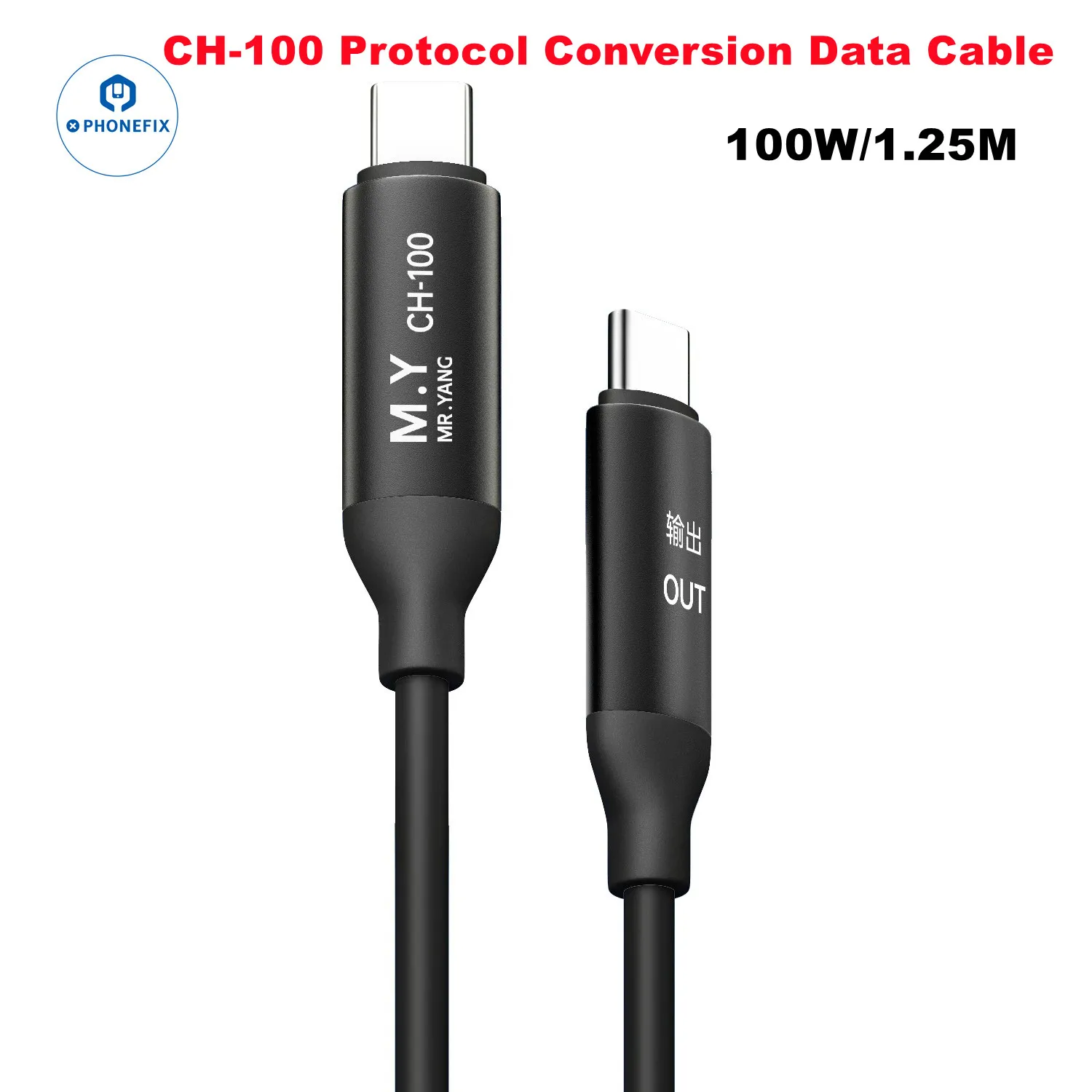 

1,25 м Type-C 100 Вт PD Кабель для быстрой зарядки Конверсионный протокол Шнур передачи данных решает быструю зарядку Проблемы iPhone Телефон Ноутбук CarPlay