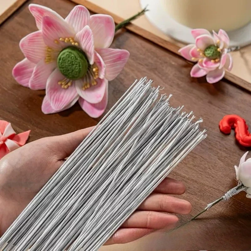 Tige de fleur verte en fil de fer, Bouquet de mariée pour célébration de mariage, Vase de maison, boîte de bricolage, accessoire manuel, matériel de décoration bon marché