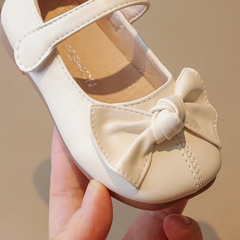 Spring Autumn Girls Leather Shoes with Bow-knot Princess Sweet Single Shoe Cute Soft Comfortable Child Flats Kids Shoes