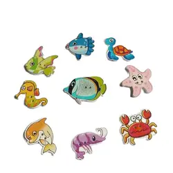 50 PCS/lot Mixed Cartoon Marine Animal Series Wooden Buttons Scrapbooking Crafts DIY Decoration 2 Holes Sewing Accessories