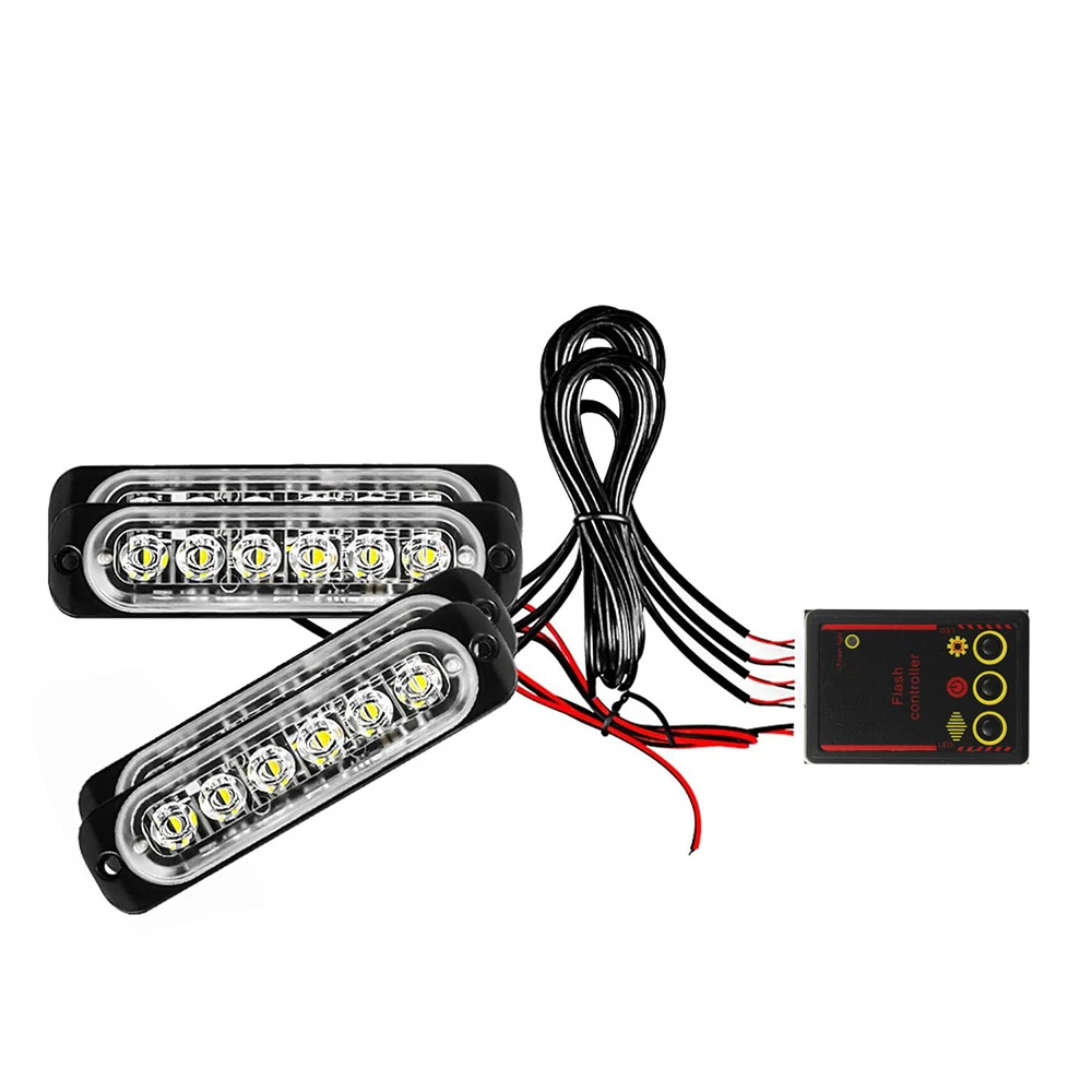 4x6 LED Car Grille Light Yellow White Daytime Running Light LED Emergency Strobe Warning Lights Pickup Truck Haze Light 12V 24V