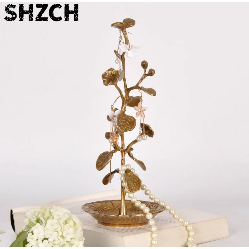 Brass home jewelry ornament, high-end soft jewelry, jewelry display stand, window display props