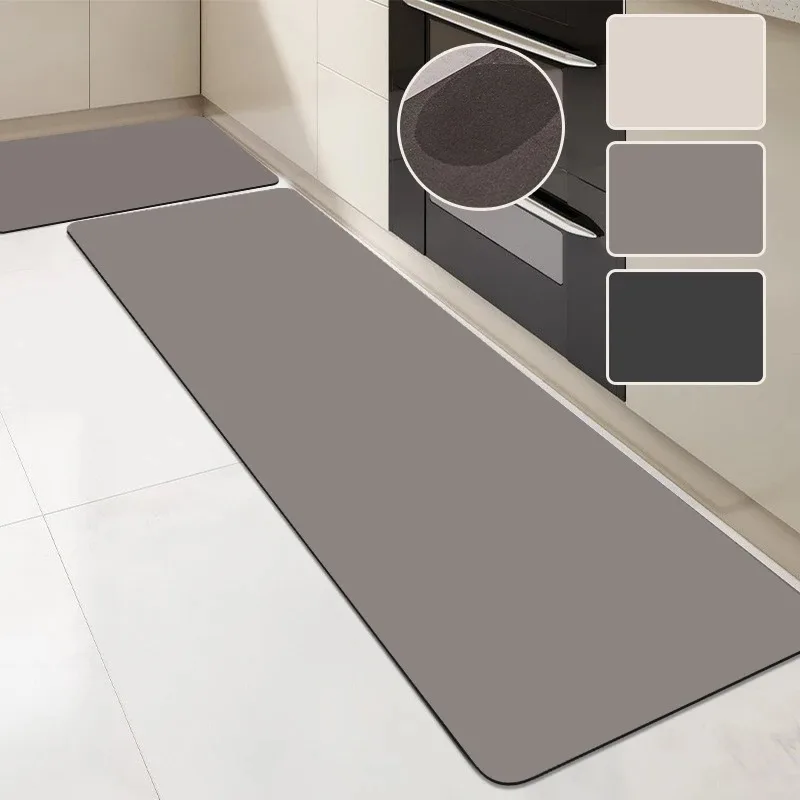 Kitchen Floor Mat Non-slip Absorbent Carpet Soft Diatom Mud Home Decoration Solid Color Long Rug Water-Absorbent Quick-drying