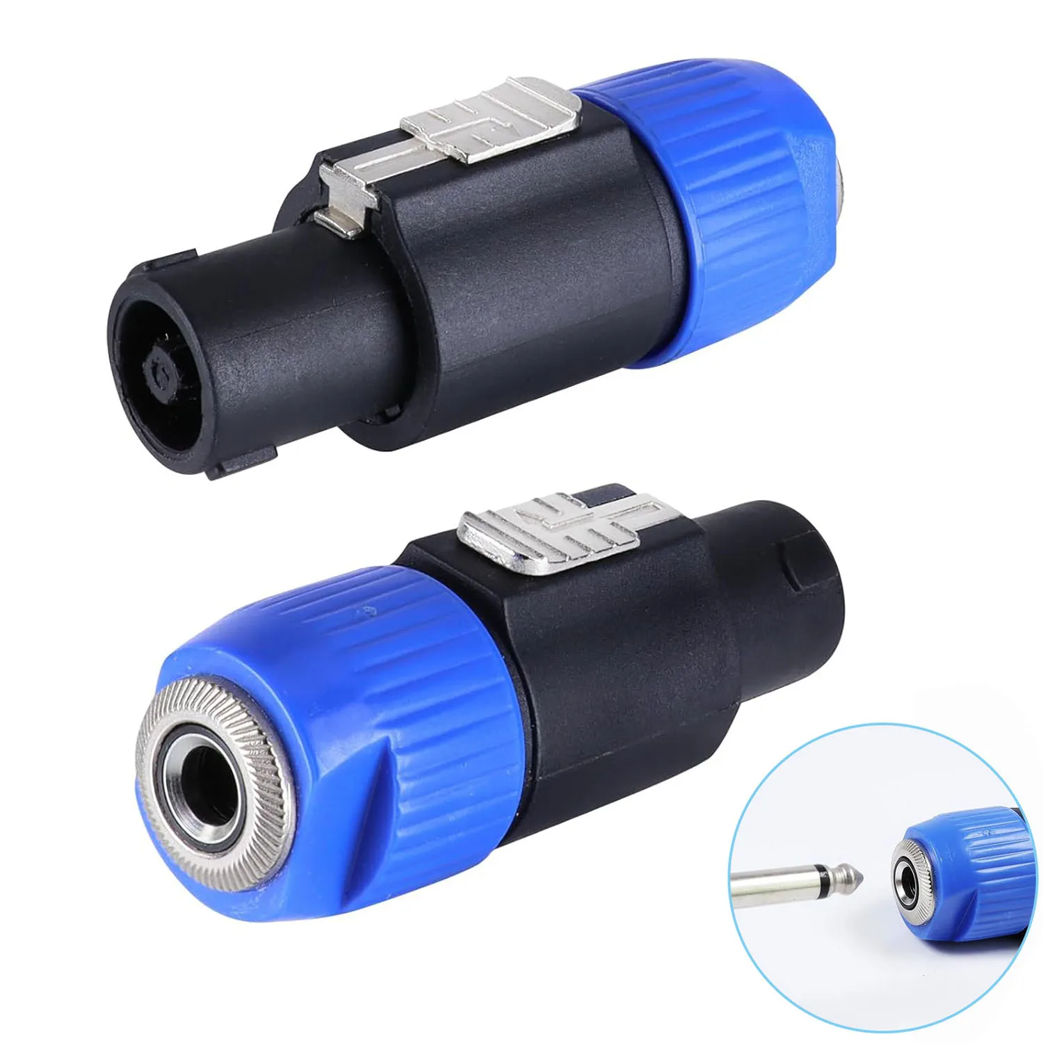 2/4PCS 4-Pole Audio Speaker Plug to 6.5mm Metal Converter Jack Adapter Latch Aviation Connector Male to 1/4