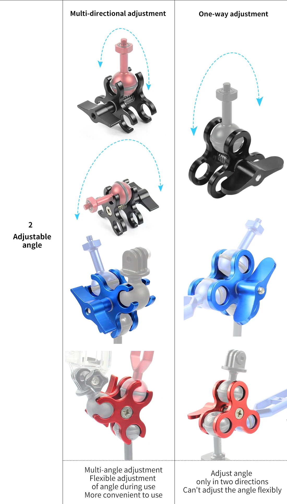 Verbesserte Schmetterling Clip Clamp Tauchen Licht Arm Ball Kopf Mount Adapter für DSLR Sport Action Video Kamera Stativ Halterung Klemme – Detail 5
