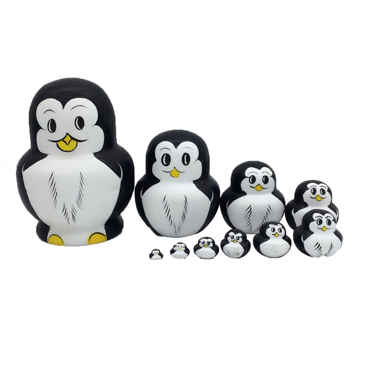 

10 Pcs Lovely Penguin Russian Nesting Babushka Matryoshka Stacking Dolls Set Xmas Festival Gift Christmas Decorations