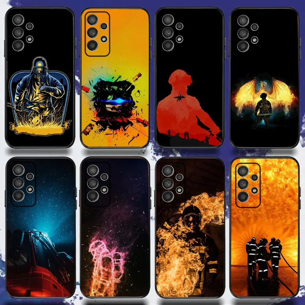 Firefighter Heroes Fireman Phone Case For Samsung S24,S21,S22,S23,S30,Ultra,S20,Plus,Fe,Lite,Note,10,9,5G Black Soft Cover